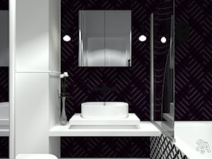 Czerń i Biel - Mała bez okna z lustrem łazienka, styl skandynawski - zdjęcie od 2A DESIGN