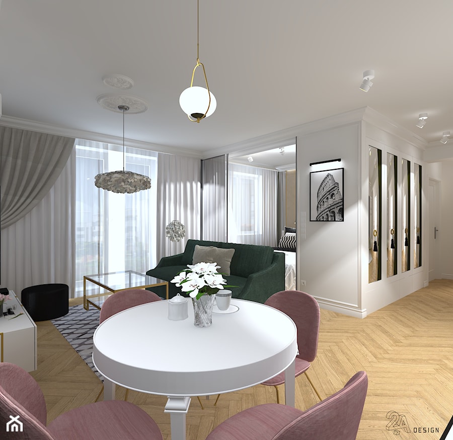 SALON Z JADALNIĄ W STYLU MODERN CLASSIC - zdjęcie od 2A DESIGN