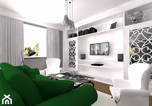Domowe Zacisze - Mały biały szary salon, styl tradycyjny - zdjęcie od 2A DESIGN