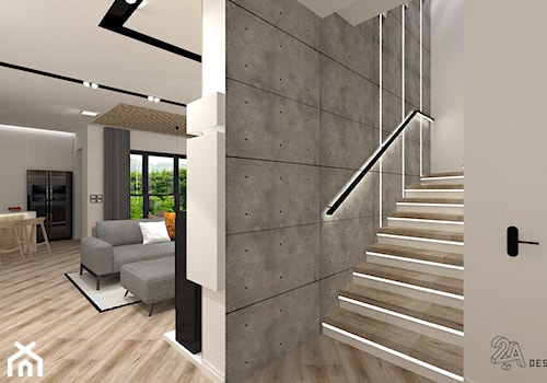Beton i Drewno - Średni biały szary hol / przedpokój, styl nowoczesny - zdjęcie od 2A DESIGN