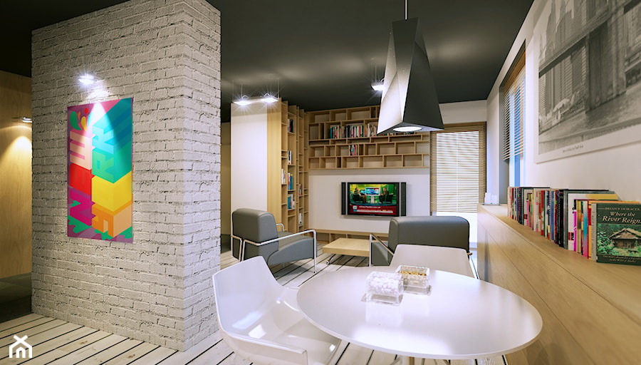 Wnętrza mieszkania w Tychach. - Średnia szara jadalnia w salonie - zdjęcie od PSC Architektura