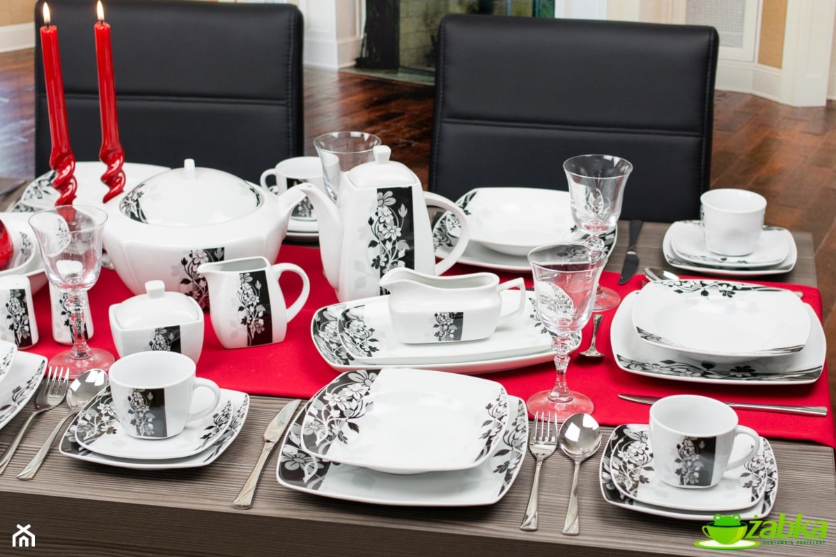 Nowoczesna porcelana, serwis porcelanowy obiadowo kawowy dla 12 osób - 75 części - zdjęcie od Żabka Hurtownia Porcelany - Homebook