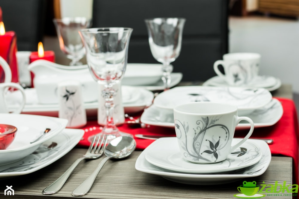 Zastawa stołowa, naczynia niemiecka porcelana ELIH Bela Flor, sztucce, kieliszki - zdjęcie od Żabka Hurtownia Porcelany - Homebook