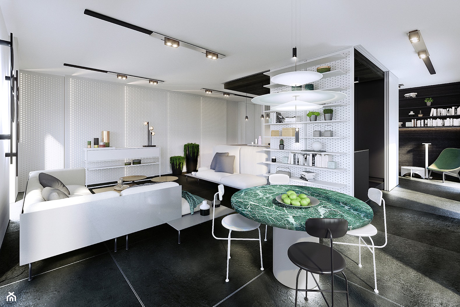 Apartament Subtrakt - Mała biała jadalnia w salonie, styl minimalistyczny - zdjęcie od KANDO ARCHITECTS - Homebook