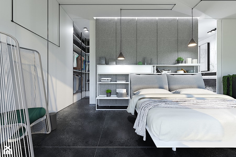 Apartament Subtrakt - Średnia szara sypialnia, styl minimalistyczny - zdjęcie od KANDO ARCHITECTS