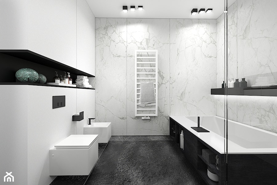 Apartament Subtrakt - Średnia na poddaszu bez okna łazienka, styl minimalistyczny - zdjęcie od KANDO ARCHITECTS