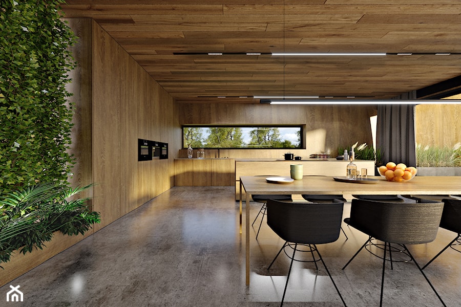 Dom dębem otulony - Duża jadalnia w salonie w kuchni, styl nowoczesny - zdjęcie od KANDO ARCHITECTS