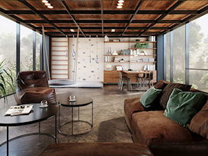 Dom Wielozadaniowy - Duży beżowy salon z jadalnią, styl nowoczesny - zdjęcie od KANDO ARCHITECTS