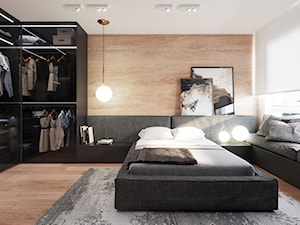 Willa Babice - Duża beżowa biała sypialnia z garderobą, styl nowoczesny - zdjęcie od KANDO ARCHITECTS