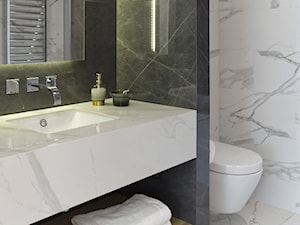 Apartament Złota 44 - Mała bez okna z lustrem z marmurową podłogą łazienka, styl nowoczesny - zdjęcie od KANDO ARCHITECTS