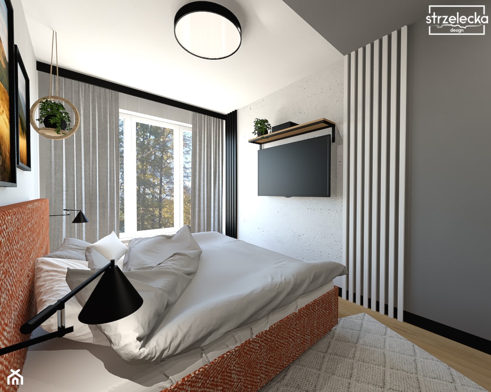 Sypialnia w pomarańczu - Sypialnia, styl nowoczesny - zdjęcie od Strzelecka Design - Homebook