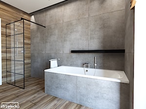 Męska łazienka - Średnia z punktowym oświetleniem łazienka z oknem, styl nowoczesny - zdjęcie od Strzelecka Design