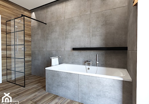 Męska łazienka - Średnia z punktowym oświetleniem łazienka z oknem, styl nowoczesny - zdjęcie od Strzelecka Design