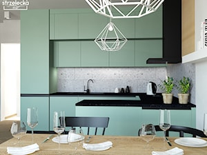 Salon z aneksem kuchennym w stylu BOHO - Kuchnia, styl nowoczesny - zdjęcie od Strzelecka Design