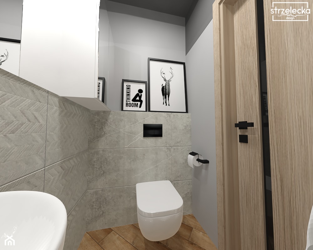 Toaleta w ciemnych odcieniach - Łazienka, styl nowoczesny - zdjęcie od Strzelecka Design - Homebook
