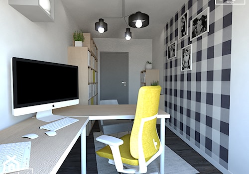 Domowe biuro - Średnie z zabudowanym biurkiem szare biuro, styl nowoczesny - zdjęcie od Strzelecka Design