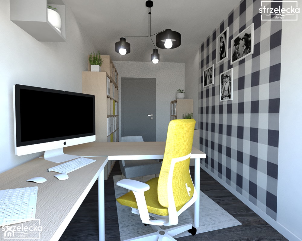 Domowe biuro - Średnie z zabudowanym biurkiem szare biuro, styl nowoczesny - zdjęcie od Strzelecka Design - Homebook