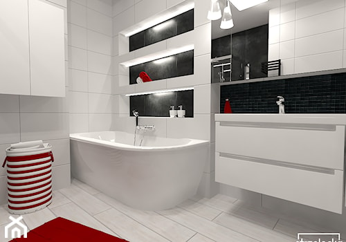 Łazienka black&white - Średnia bez okna z lustrem łazienka, styl nowoczesny - zdjęcie od Strzelecka Design