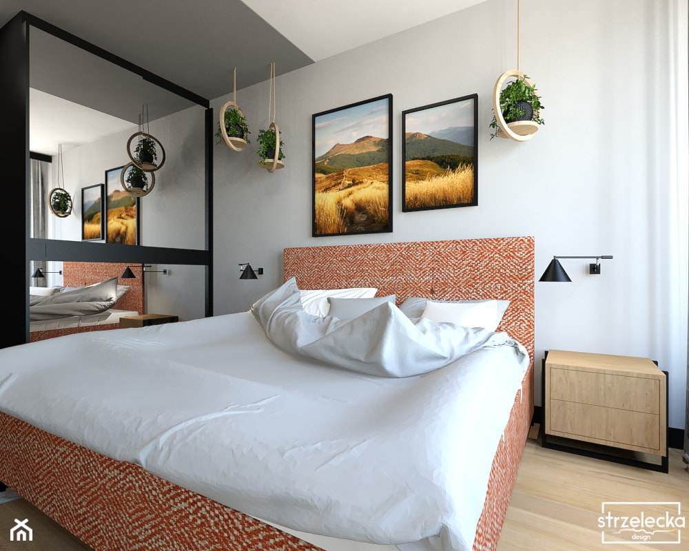 Sypialnia w pomarańczu - Sypialnia, styl nowoczesny - zdjęcie od Strzelecka Design - Homebook