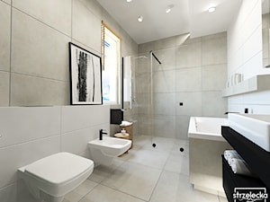 Projekt łazienki w domu we Wrocławiu - Duża z punktowym oświetleniem łazienka z oknem, styl minimalistyczny - zdjęcie od Strzelecka Design