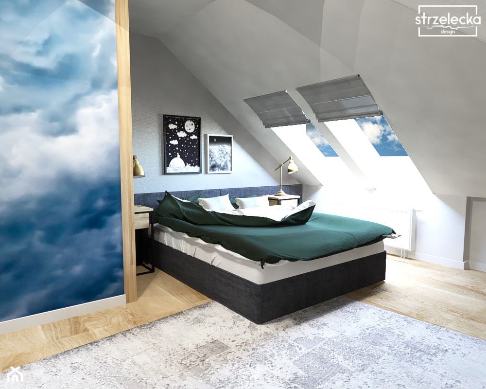 Sypialnia w "niebiańskim" klimacie - Sypialnia, styl nowoczesny - zdjęcie od Strzelecka Design - Homebook