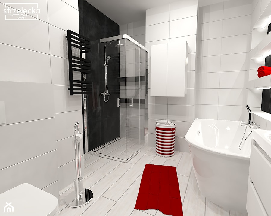 Łazienka black&white - Średnia bez okna łazienka, styl nowoczesny - zdjęcie od Strzelecka Design