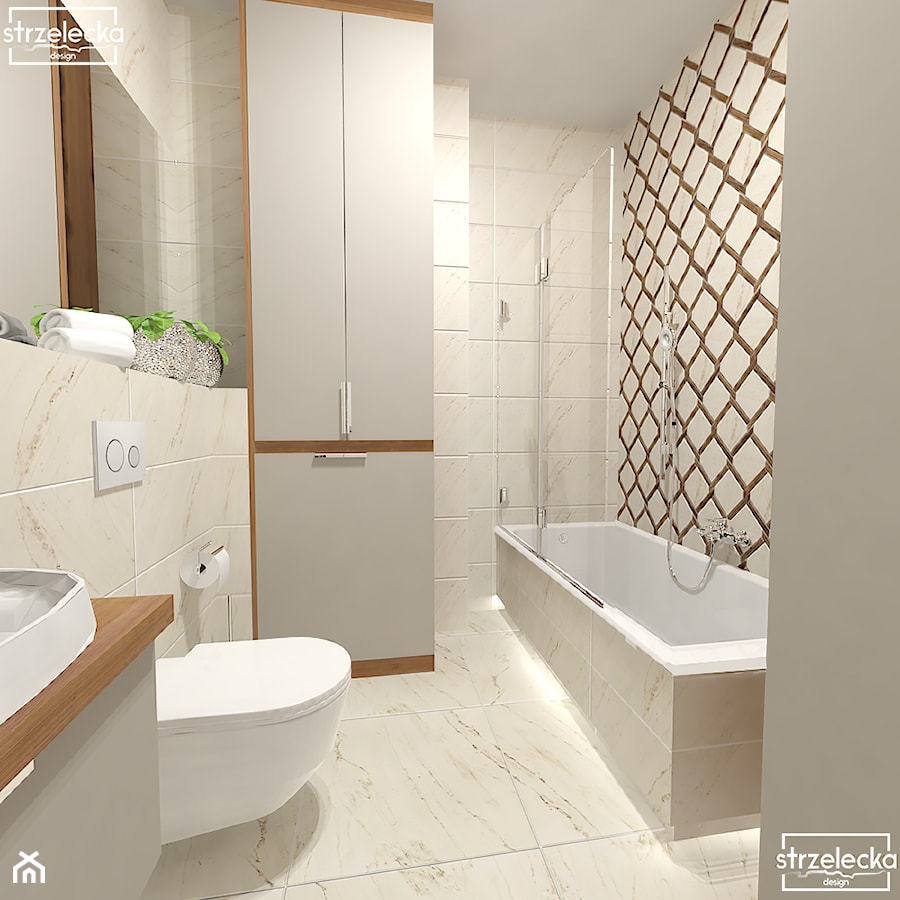 Elegancka łazienka - Mała na poddaszu bez okna z lustrem łazienka, styl tradycyjny - zdjęcie od Strzelecka Design