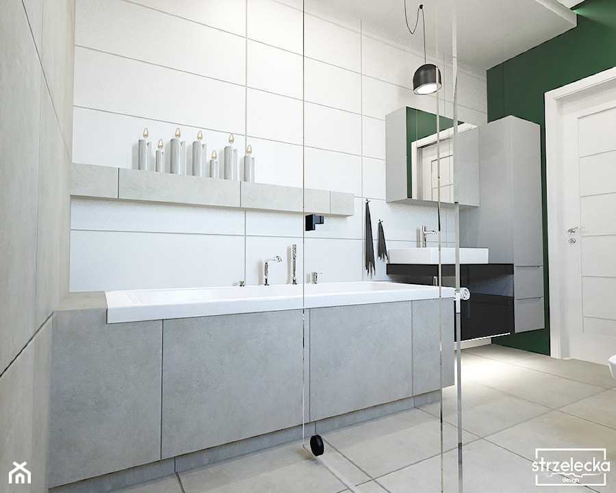 Projekt łazienki w domu we Wrocławiu - Średnia bez okna łazienka, styl minimalistyczny - zdjęcie od Strzelecka Design