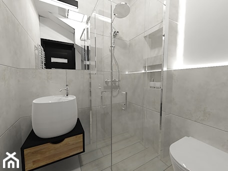 Aranżacje wnętrz - Łazienka: Mikro toaleta - Mała łazienka, styl minimalistyczny - Strzelecka Design. Przeglądaj, dodawaj i zapisuj najlepsze zdjęcia, pomysły i inspiracje designerskie. W bazie mamy już prawie milion fotografii!
