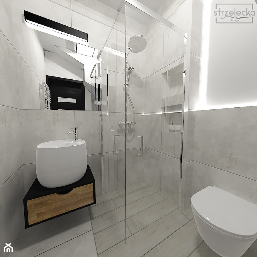 Mikro toaleta - Mała łazienka, styl minimalistyczny - zdjęcie od Strzelecka Design