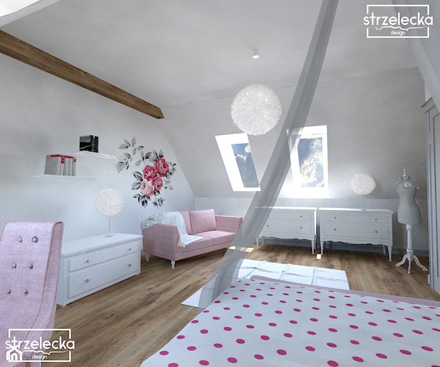 Pokój dla dziewczynki - Średni szary pokój dziecka dla nastolatka dla dziewczynki, styl tradycyjny - zdjęcie od Strzelecka Design