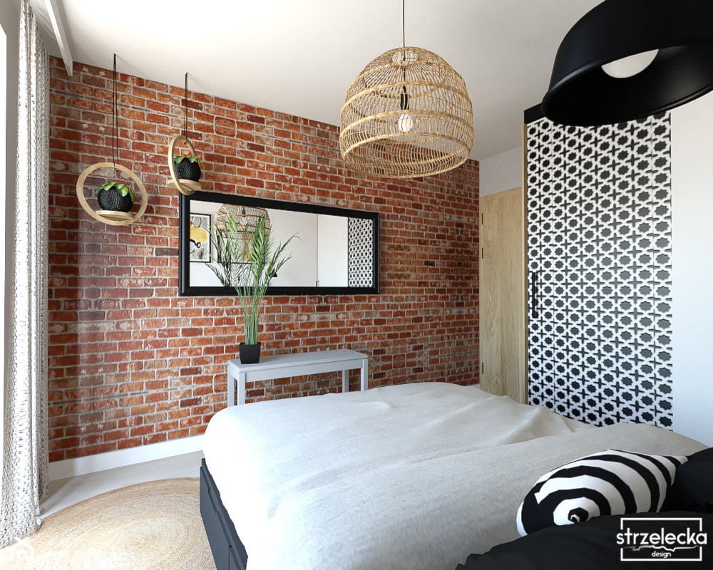 Sypialnia w mieszkaniu do wynajęcia - Wrocław - Średnia biała sypialnia, styl nowoczesny - zdjęcie od Strzelecka Design - Homebook
