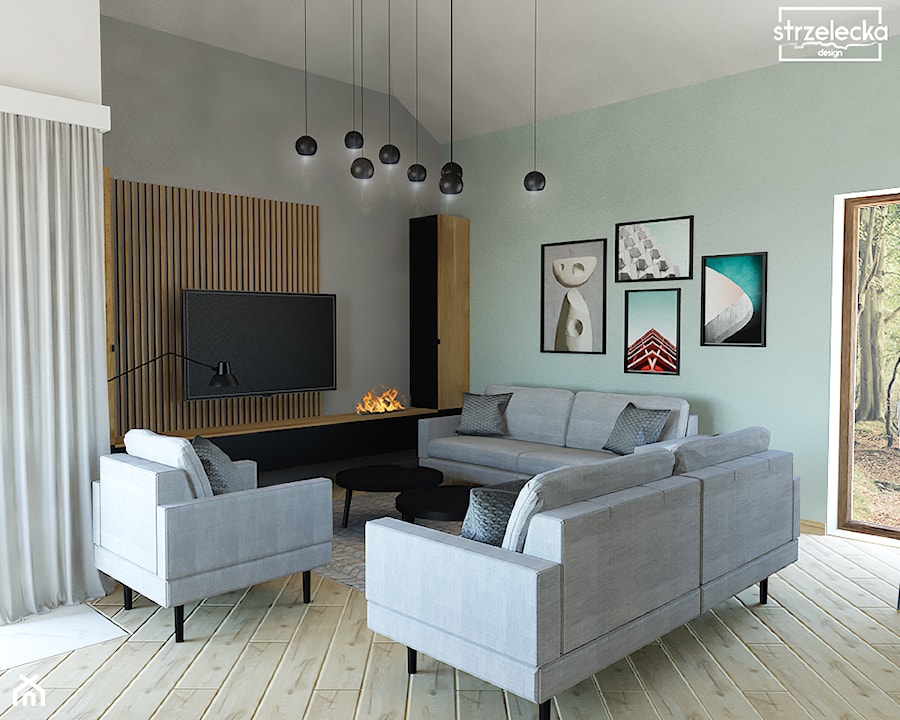 Salon z jadalnią w loftowym stylu - Salon, styl industrialny - zdjęcie od Strzelecka Design