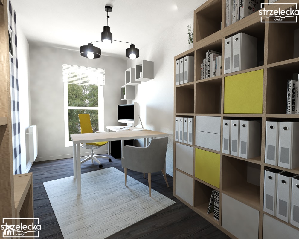 Domowe biuro - Średnie szare biuro, styl nowoczesny - zdjęcie od Strzelecka Design - Homebook