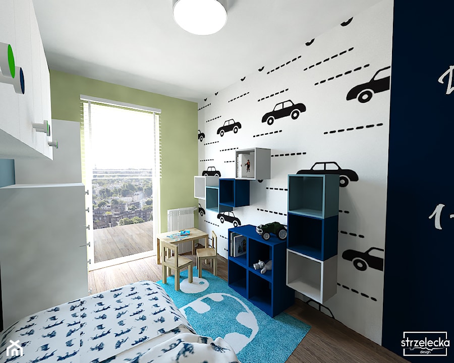 Pokój miłośnika aut, wariant 1 - Pokój dziecka, styl nowoczesny - zdjęcie od Strzelecka Design