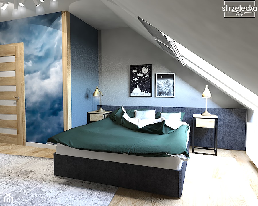 Sypialnia w "niebiańskim" klimacie - Sypialnia, styl nowoczesny - zdjęcie od Strzelecka Design