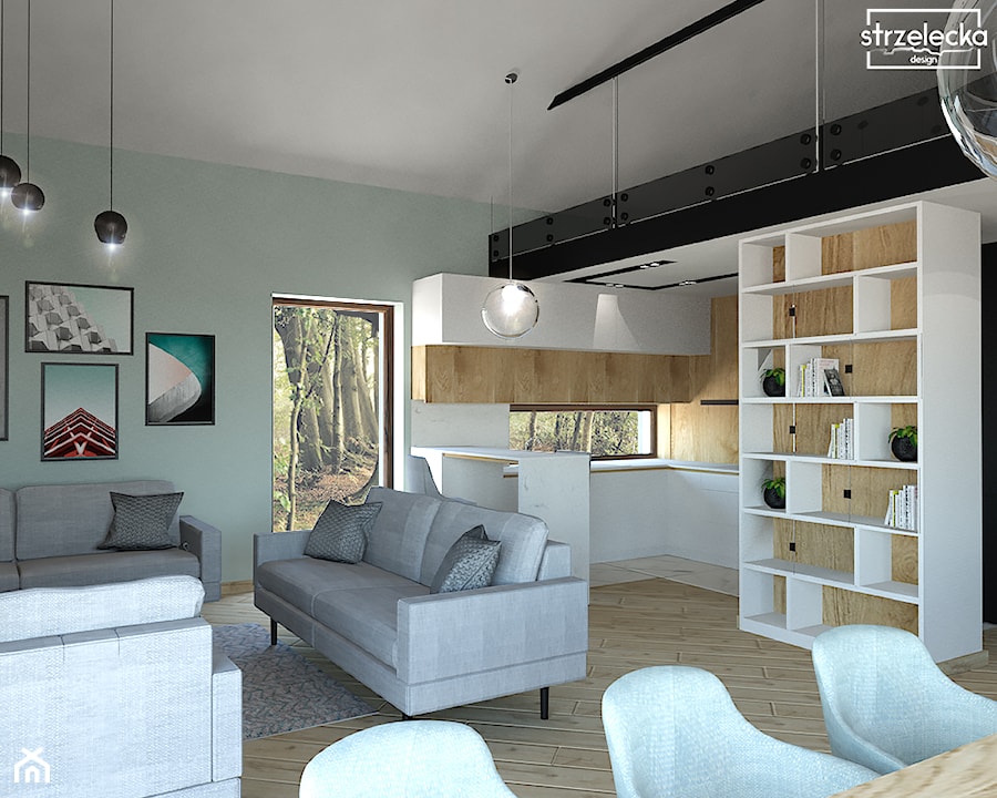 Salon z jadalnią w loftowym stylu - Salon, styl industrialny - zdjęcie od Strzelecka Design