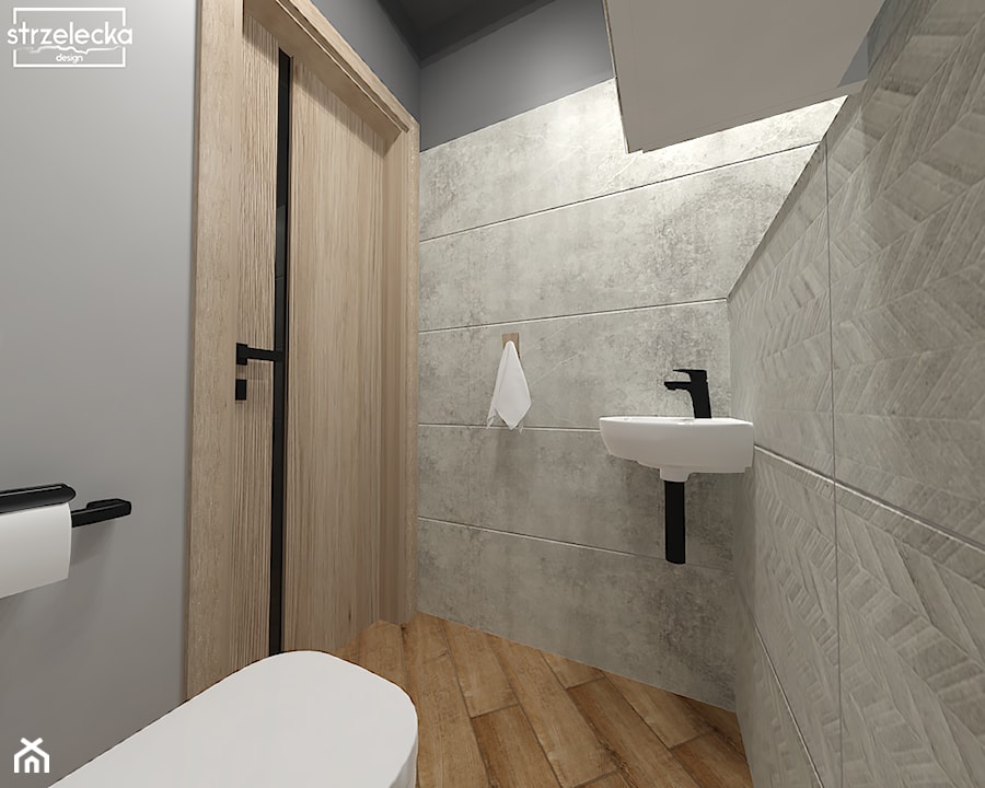 Toaleta w ciemnych odcieniach - Łazienka, styl nowoczesny - zdjęcie od Strzelecka Design