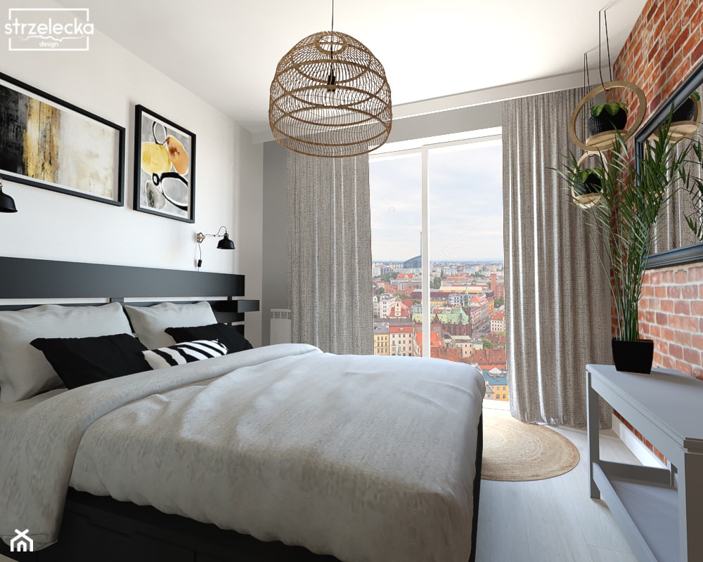 Sypialnia w mieszkaniu do wynajęcia - Wrocław - Średnia biała sypialnia, styl nowoczesny - zdjęcie od Strzelecka Design - Homebook