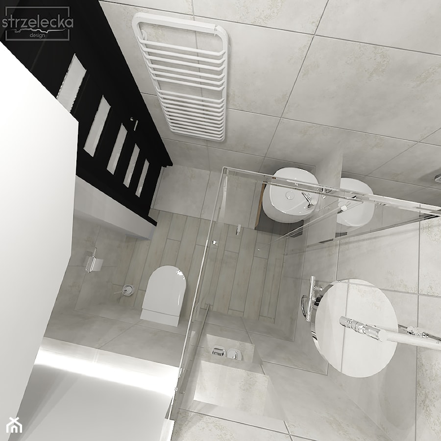 Mikro toaleta - Mała bez okna z lustrem łazienka, styl minimalistyczny - zdjęcie od Strzelecka Design