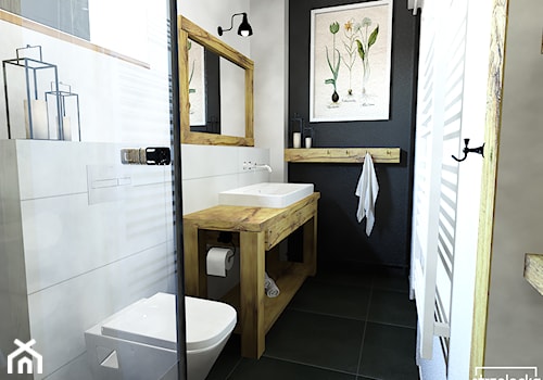 Łazienka w stylu Modern Farmhouse - Mała bez okna z lustrem łazienka, styl vintage - zdjęcie od Strzelecka Design