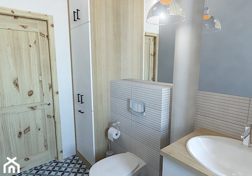 Łazienka w stylu vintage - Mała na poddaszu bez okna z lustrem łazienka, styl vintage - zdjęcie od Strzelecka Design