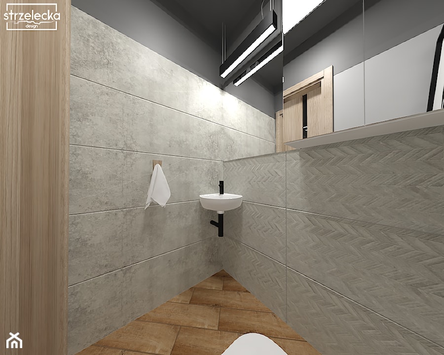 Toaleta w ciemnych odcieniach - Łazienka, styl nowoczesny - zdjęcie od Strzelecka Design