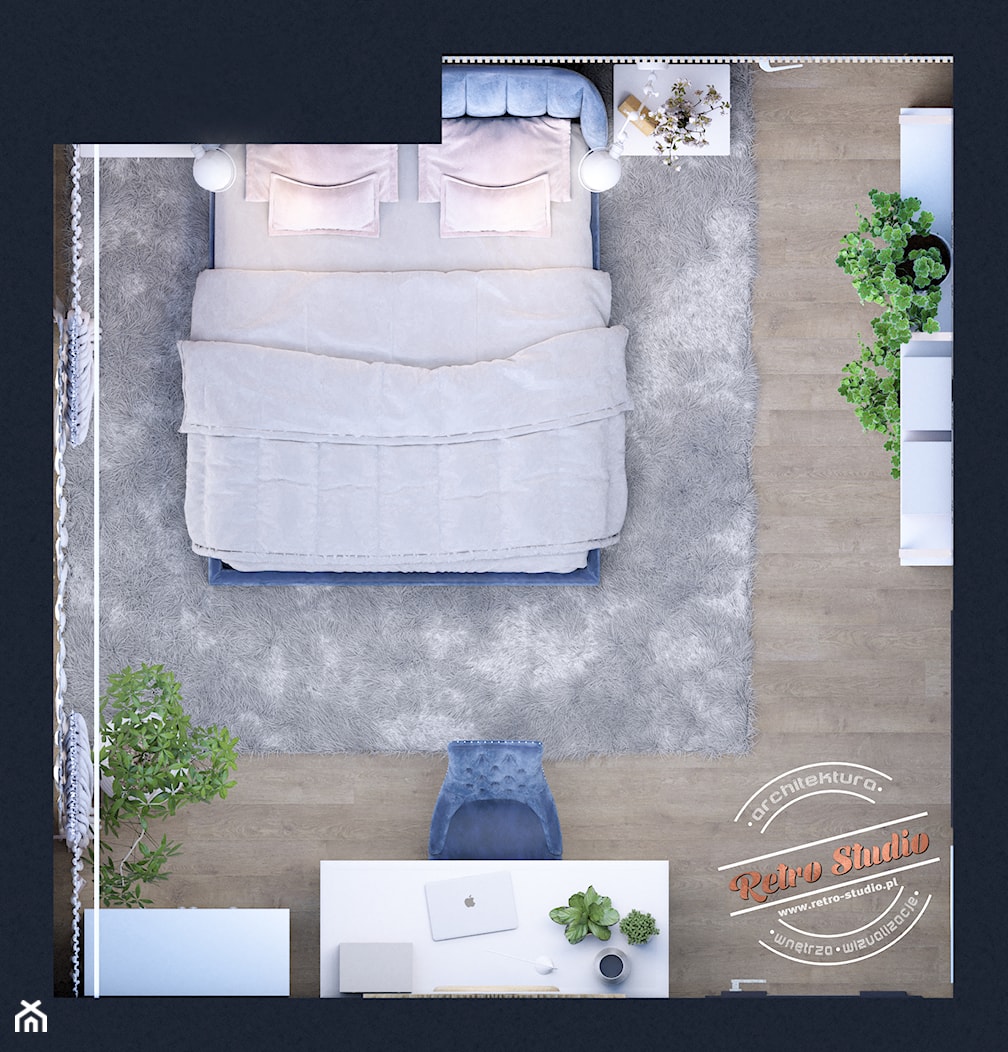 Sypialnia AK - Średnia szara z biurkiem sypialnia, styl prowansalski - zdjęcie od Retro Studio - Homebook
