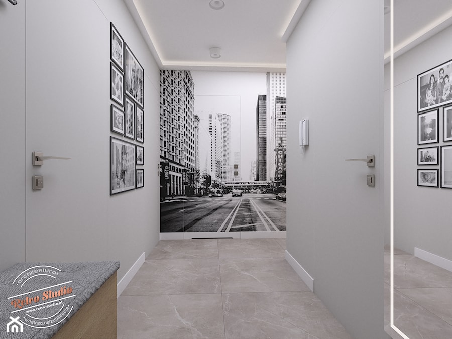 Mieszkanie 57 m2 - Hol / przedpokój, styl nowoczesny - zdjęcie od Retro Studio