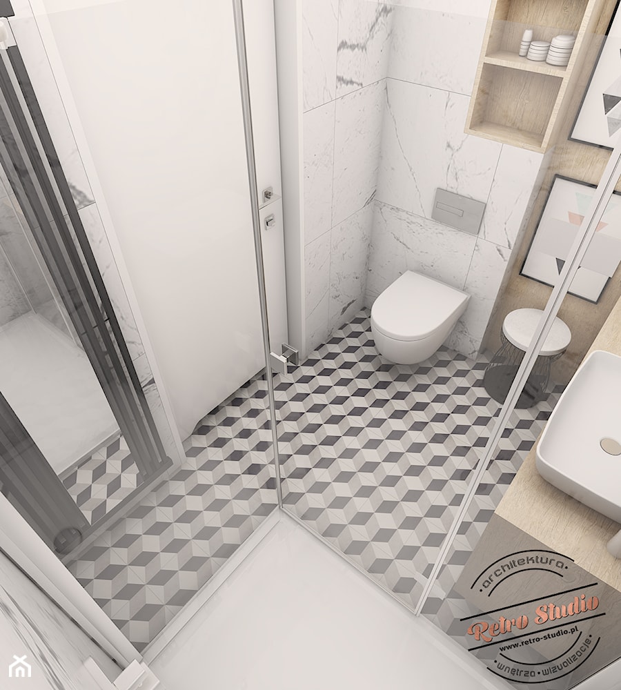 Mała łazienka - wersja I - zdjęcie od Retro Studio