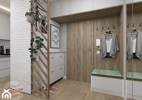 Mieszkanie SR - Mały z wieszakiem biały brązowy hol / przedpokój, styl skandynawski - zdjęcie od Retro Studio