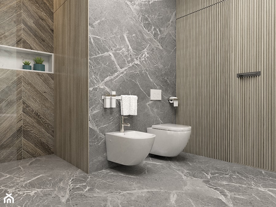 Łazienka 12,7 m2 - Średnia bez okna łazienka, styl minimalistyczny - zdjęcie od Retro Studio