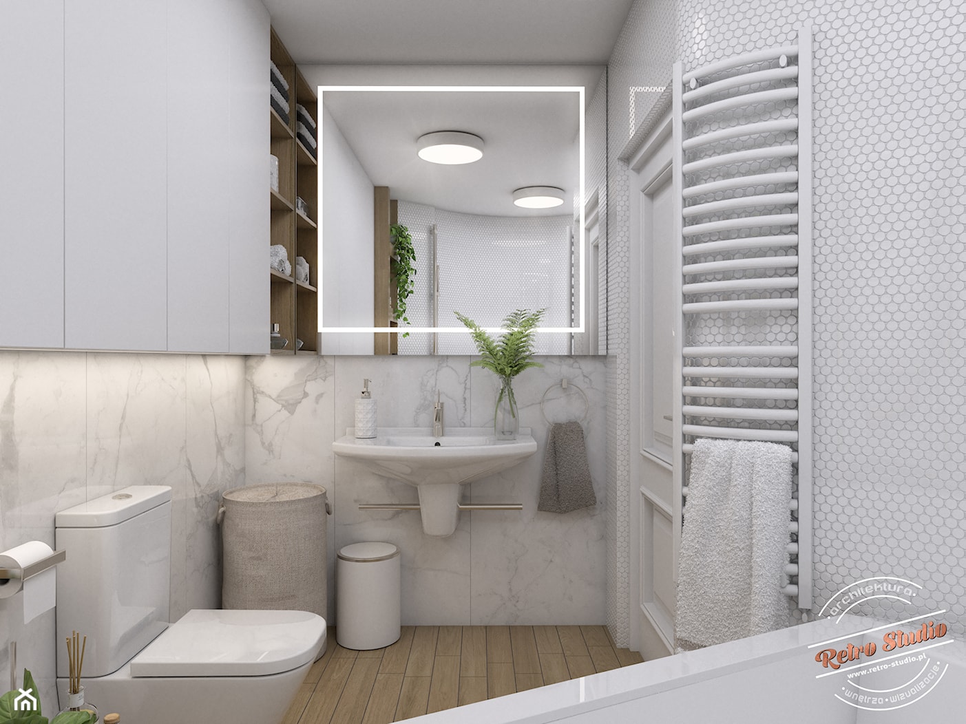 Projekt łazienki w domu szeregowym - zdjęcie od Retro Studio - Homebook