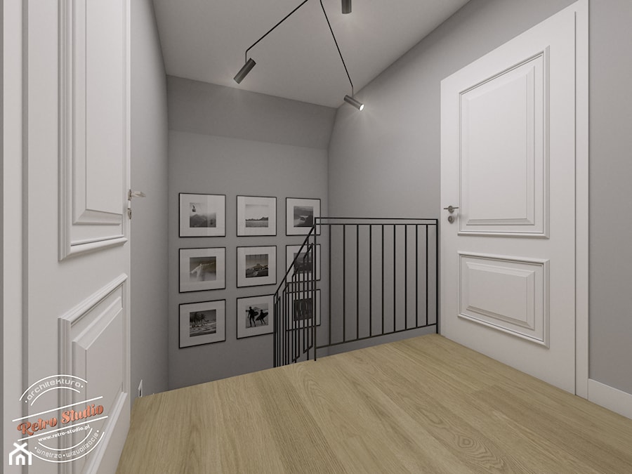 Projekt klatki schodowej w domu szeregowym - zdjęcie od Retro Studio